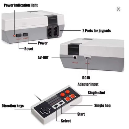 Retro Game Console, AV Classic Video Game System, Built-in 620 Games Dual-Player Mode Console with 2 Controllers, Holiday Gift