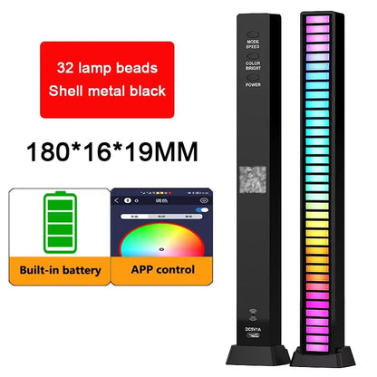 RGB Lamp LED Strip Lights Pickup Light Sound Control Lamp Ambient Light Smart APP Control Music Rhythm For Game Desktop Light