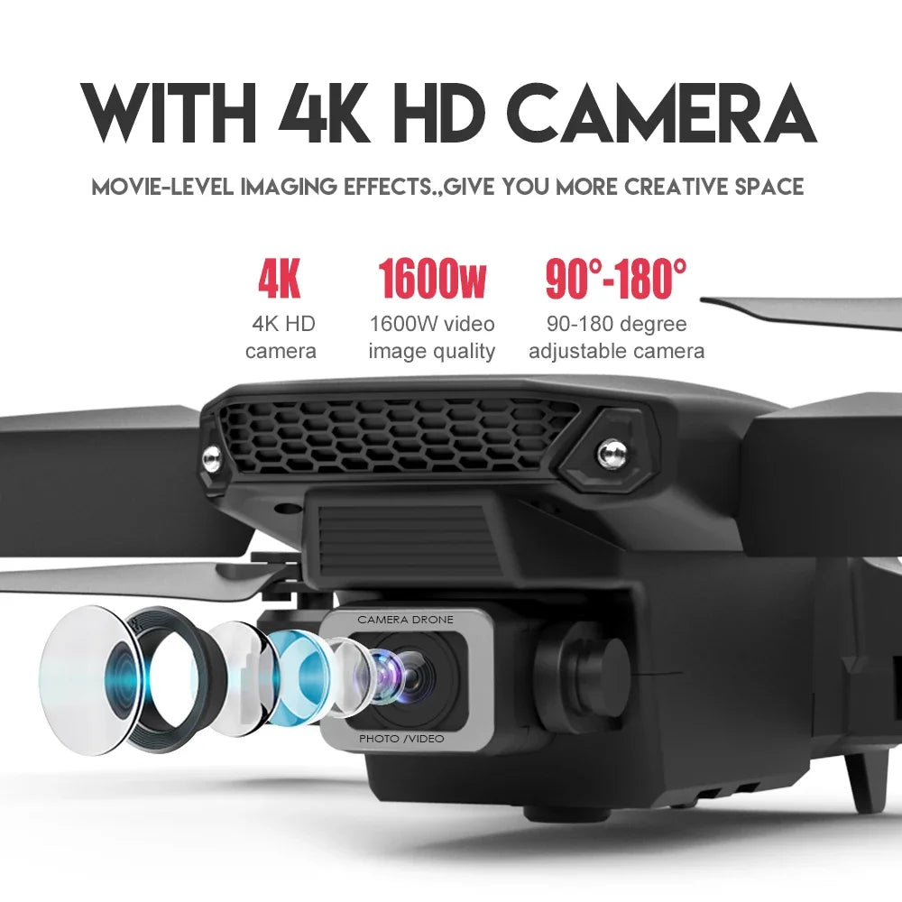 2025 E88 Pro WiFi FPV Drone - Single/Dual 4K/1080P Camera, Wide-Angle HD, Altitude Hold, Foldable Quadcopter RC Helicopter Toy
