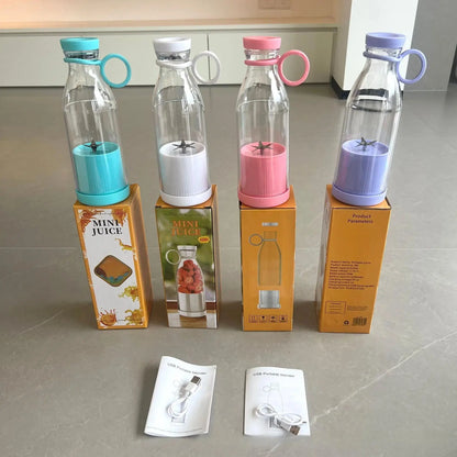 Mini Juice Blender Portable Rechargeable Blender Electric USB Fresh Fruit Juicer 6-Blade Smoothie Ice Maker